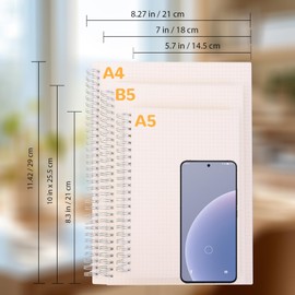 UIRIO Spiral Graph Paper Notebook, A4 (8.3"×11.5") – 5 mm Grid Paper Notebook, 160 Pages (80 Sheets) Quad Ruled – Wirebound for Math, Engineering, Design & Bullet Journaling