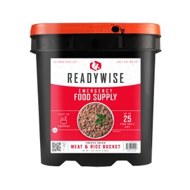 READYWISE - Chicken, Beef, Pork & Rice Emergency Food Supply Bucket, Premade, Freeze-Dried Survival Meals, 25-Year Shelf Life, Camping & Hiking Essentials, Long Term Meal & Food Supplies, 48 Meat & 40 Rice Servings