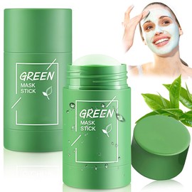 Green Tea Mask Stick, 2 Stück Green Mask Clay Stick für Tiefenreinigung und Porenverfeinerung, Mitesser Entferner, Feuchtigkeitsspendend für Alle Hauttypen