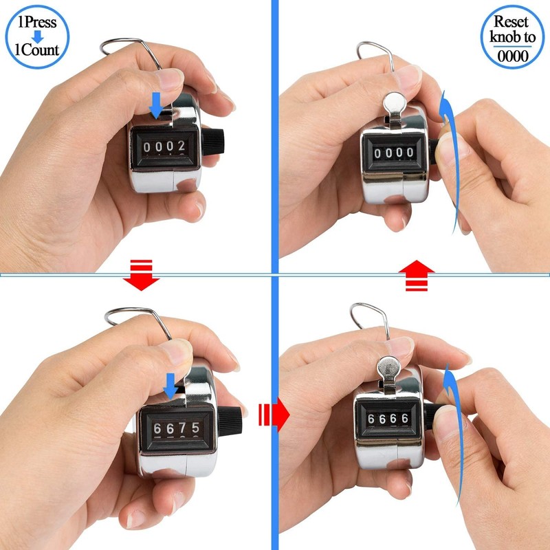 2 Pack Hand Tally Counter, Clicker Counter Handheld 4 Digit