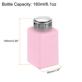 HARFINGTON Solvent Alcohol Dispenser 180ml(6.1oz) Nail Polish Remover Push Down Liquid Dispenser Pump Bottle with Stainless Steel Press Head for Acetone Cleanser Polish Remover, Red