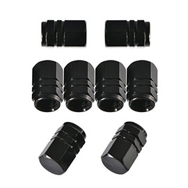 EBOOT 8 Pieces Tire Stem Valve Caps Wheel Valve Covers Car Dustproof Tire Cap, Hexagon Shape (Black)