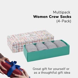 Cosyfeel® Women Crew Socks | Multipack Women’s Dress Socks (4-Pack) | Made of Super Soft Eco-Friendly Cotton Material | Durable with Seamless Toe | Suitable for all 4 Seasons