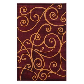 Gallery Modern Abstract Swirl Rug Burgundy Black & Beige Design GL23 (5 Feet 2 Inch X 7 Feet 1 Inch)