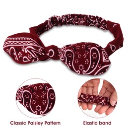 WLLHYF Pack of 2 Headbands Hair Bow Bandanas Soft Headbands Headwraps Loc Thick Knot Hair Band Stretchy 90s Vintage Scarf Accessories Wig Grip Wraps Western Outfit Cloth Fashion Women