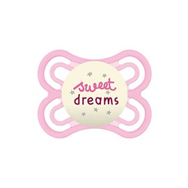 MAM S245 Perfect Night Schnuller mit extra dünnem und flexiblem Silikon SkinsoftTM Ultraschall, für Babys von 0 Monaten, leuchtet in der Dunkelheit, mit automatischer sterilisierbarer Box, Mädchen, Rosa
