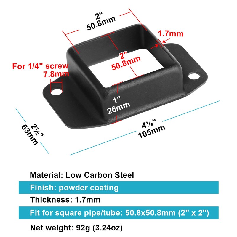 OTTFF 10 Pack Black Square Floor Flange Post Base Fits