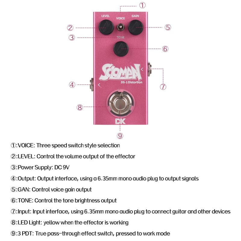 xinyee DK Distortion Pedal Electric Guitar Effects Pedal True Bypass