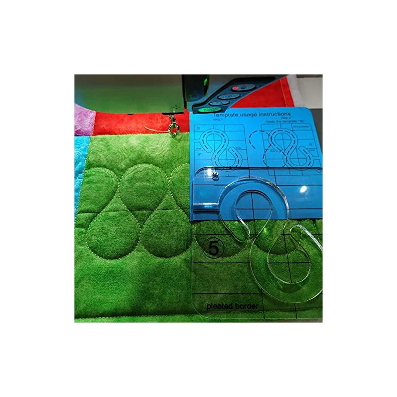 Pleated Border Template for Quilting Fits Inside FMQ Grip 5