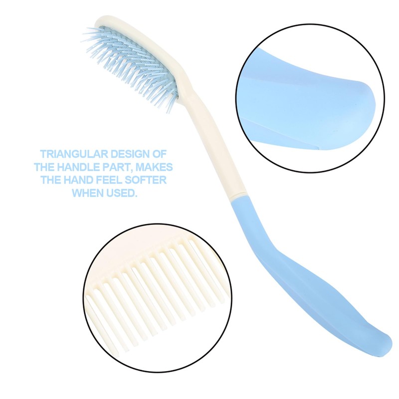 HilBeliFU Antislip Long Handle Hair Brush, Plastic Curved Handle Brush