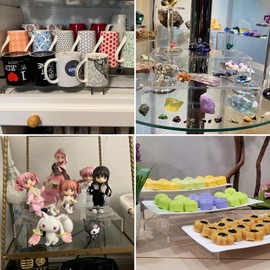 Albumgit Acrylic Display Risers, 8 Pieces Clear Rectangular Tabletop Display Stand for Amiibo Funko POP Figures, Collectibles Jewelry Food Cupcake Dessert Risers Shelf for Decoration and Organizer