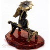 Solid Brass Amber Figurine of City Angel on bench with