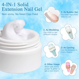 MIZHSE White Solid Builder Gel, 3D Nail Gel Non-Sticky Hand for 3D Sculpting Nail Art Carving Modelling and Nail Extension Soak Off UV/LED Nail Art Salon Home DIY 15g