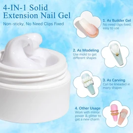 MIZHSE White Solid Builder Gel, 3D Nail Gel Non-Sticky Hand for 3D Sculpting Nail Art Carving Modelling and Nail Extension Soak Off UV/LED Nail Art Salon Home DIY 15g