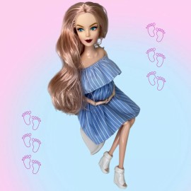 Eledoll 11.5” Doll Mom Posable Jointed Pregnant Belly Body & Baby Shower Or Educational