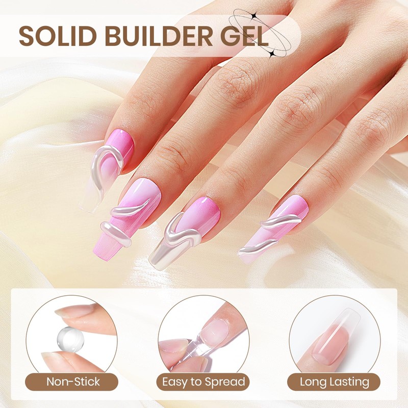 SUPWEE Solid Builder Gel - 2PCS Clear 3d Gel for