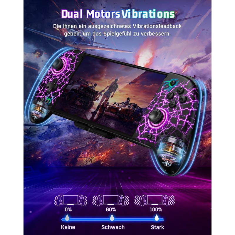 GAMSINGY Kabellos Handheld Switch Controller, Cooles RGB-Licht Switch Controller Griffe