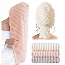 ROLSHOL Microfiber Hair Towel Wrap for Women, 3 Pack Extra Large Absorbent Turbans for Curly, Long & Short Hair, Anti-Frizz Design, Fast- Drying & Secure Fit (11”x32”)