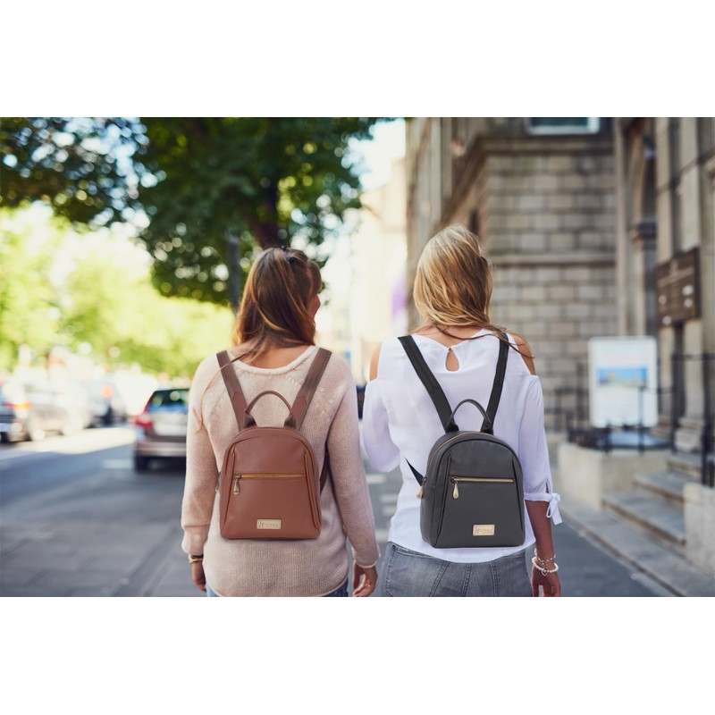 Catwalk Collection Handbags - Small Leather Fashion Backpack For Women