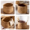 Kichvoe Rattan Storage Boxes With Handles - Cane Seagrass Plant
