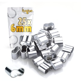 fuxton 25 x Professional Rope Clamps 6 mm Aluminium Choke Clamps Rustproof for Expander Rope, Tarpaulin Rope, Rubber Rope