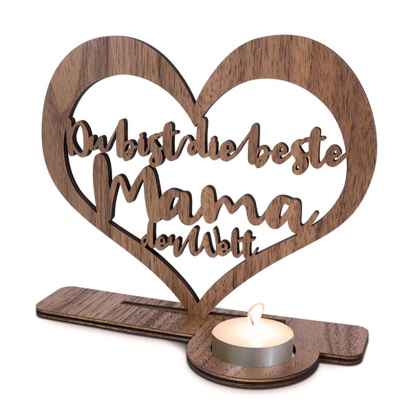 Kkluno Mother's Day Gift Tea Light Holder Letter Head, Wooden