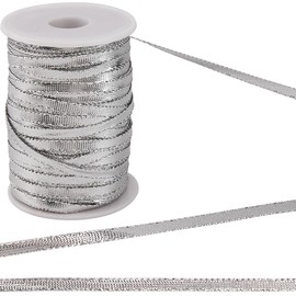 GORGECRAFT 109 Yards Gota Patti Trim Rolls 1/4" Silver Metallic Lace Trim Ribbon Decorative Embroidery Edge Trimming with Plastic Spool for Clothes Sewing Saree Dupatta Dresses Embellishment