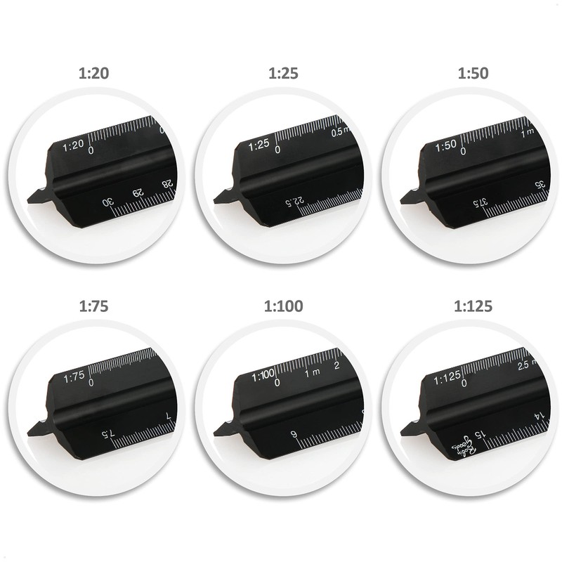 Robin Goods® Aluminium Triangular Ruler - Architects Ruler for Building