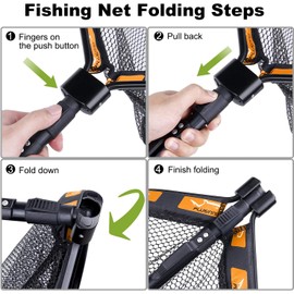PLUSINNO 2Pack Floating Fishing Net for Steelhead, Salmon, Fly, Kayak, Catfish, Bass, Trout Fishing, Rubber Coated Landing Net for Easy Catch & Release, Compact & Foldable