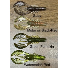 Northeast Custom Baits 3.5" Northeast Custom Baits Craw Soft Plastics **Paddle Claws** Motor Oil 6 Pack