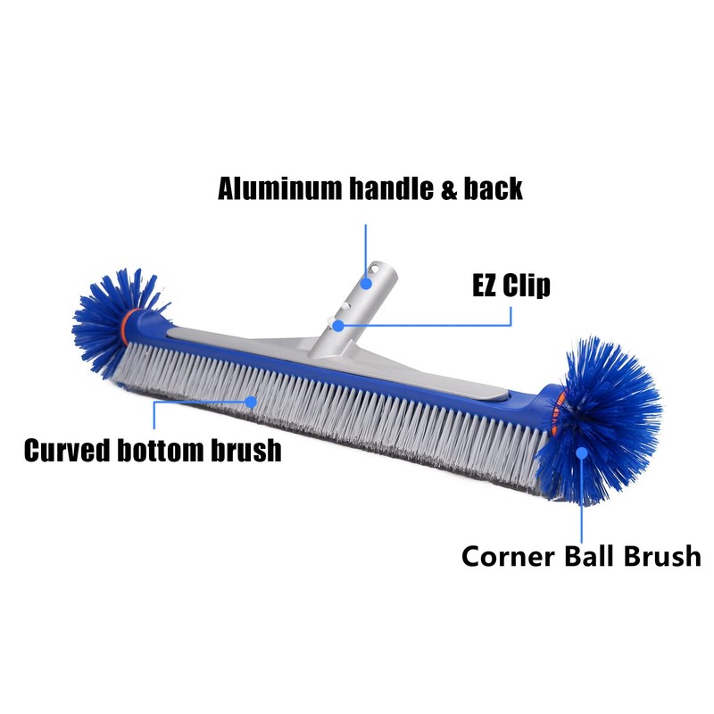 Poolvio Professional 17.5" Floor & Wall Pool Cleaning Brush with