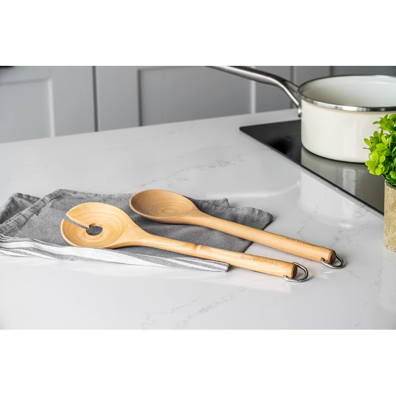 KitchenAid Birchwood Salad Servers, Fork and Spoon