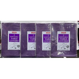Caroline Table Cloth, Disposable Paper Cover for Square or Rectangular Dining Table Birthday Party, Catering, Baby Shower, Wedding Decorations Sold by Vrangle (Purple, Twin Pack of 4), 90 X 90cm