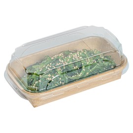 Restaurantware-LIDS ONLY: Matsuri Vision 5.6 x 3.2 x 1.2 Inch Lids For Sushi Containers, 100 Airtight Lids - Containers Sold Separately, No-Fog Design, Clear Plastic Dome Lids, For Sushi Boxes