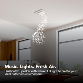 Broan-NuTone® Roomside Series Bluetooth Speaker Bathroom Exhaust Fan with LED Light, 70 CFM 2 Sones, ENERGY STAR