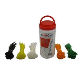 QualGear CT7-MC-500-C Self-Locking Cable Ties, 4-Inch, Assorted, 500/Canister