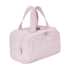 Colcolo Travel Toiletry Bag Large Capacity Makeup Bag for Brushes Lotion Conditioner, Pink
