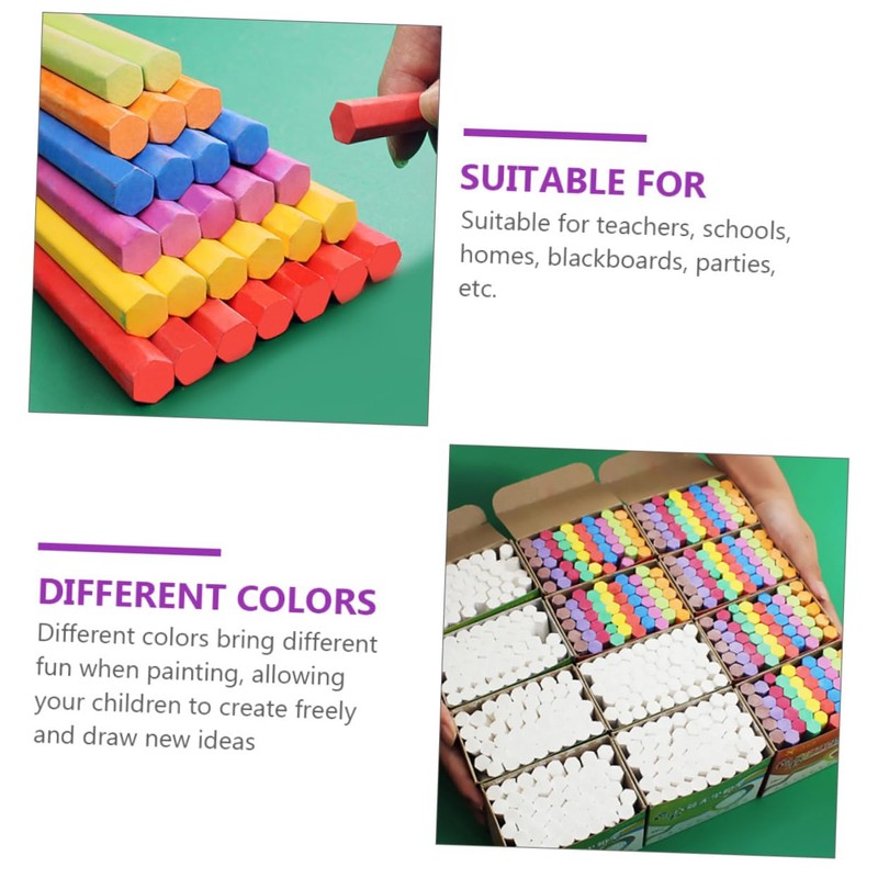 jojofuny 3 Boxes Dust Colorful Hexagonal Chalks for Art Projects