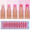 Misssix XBASICTIPS Uñas postizas francesas rosas, 150 unidades, largas y