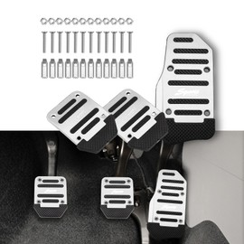 3PCS Car Non-Slip Aluminum Alloy Pedal Pads, Manual Transmission Brake Pedal Covers, Sports Gas Fuel Petrol Clutch Foot Pedals, Anti-rubbing Car Clutch Pedal Kits Suitable for Car SUV ATV (Silver)