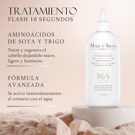 MARIE D'ARGAN Tratamiento Capilar Flash Acondicionador De Acción En 10 Segundos 200 ml, Con Aminoácidos De Soya Y Trigo, Para Cabello Maltratado, Seco Y Con Frizz, Suavidad Y Brillo