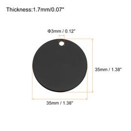sourcing map Metal Round Tags Stamping,Black Blank Dog Tags 1.4 Inch Circle DIY Engraving Blank Tags 10 Pcs,Stainless Steel with Hole for Pet Dog ID Tags,Pendant Decoration,Craft Tags