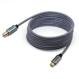 Sonilco High Speed 2.0 USB B to USB C Printer Cable 480 Mbps Universal Nylon Cord Compatible with MacBook Pro/Air MIDI Controller Piano Keyboard DAC Gray 3 Meters / 9.8 Feet Digital Wire