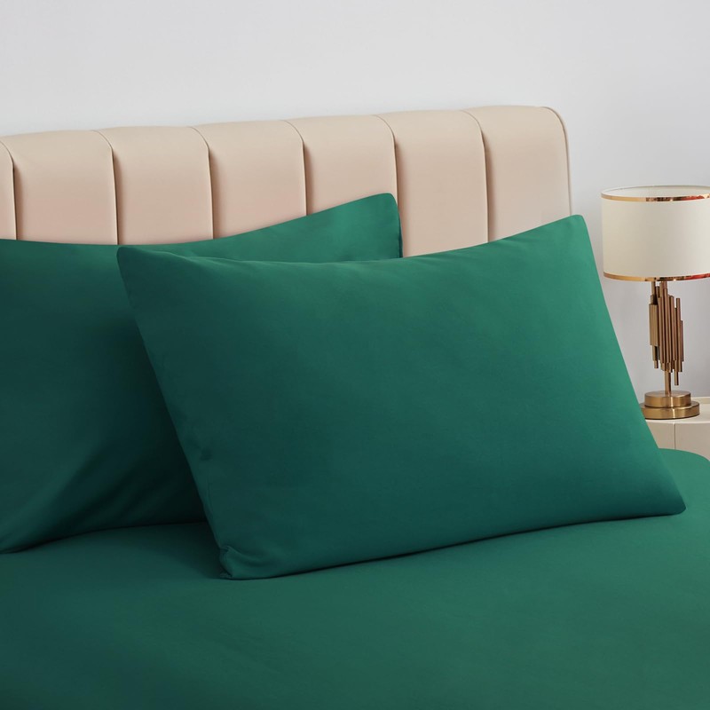 Aisbo Housewife Pillowcases 2 Pack - Dark Green Standard Pillow