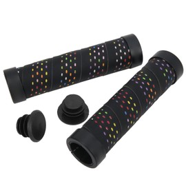 ZTTO Bicycle AntiSlip Grips Mountain Bike Handlebar Double Locking Grips with End Plug(Colorful Black )
