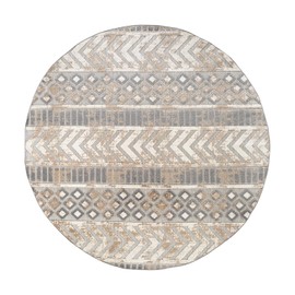 Rugshop Distressed Geometric Indoor/Outdoor Round Rug 8' Beige