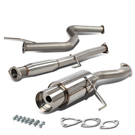 Auto Dynasty 4 inches Round Muffler Tip Catback Exhaust System Compatible with 1992-2000 Honda Civic Coupe Sedan EX, Stainless Steel