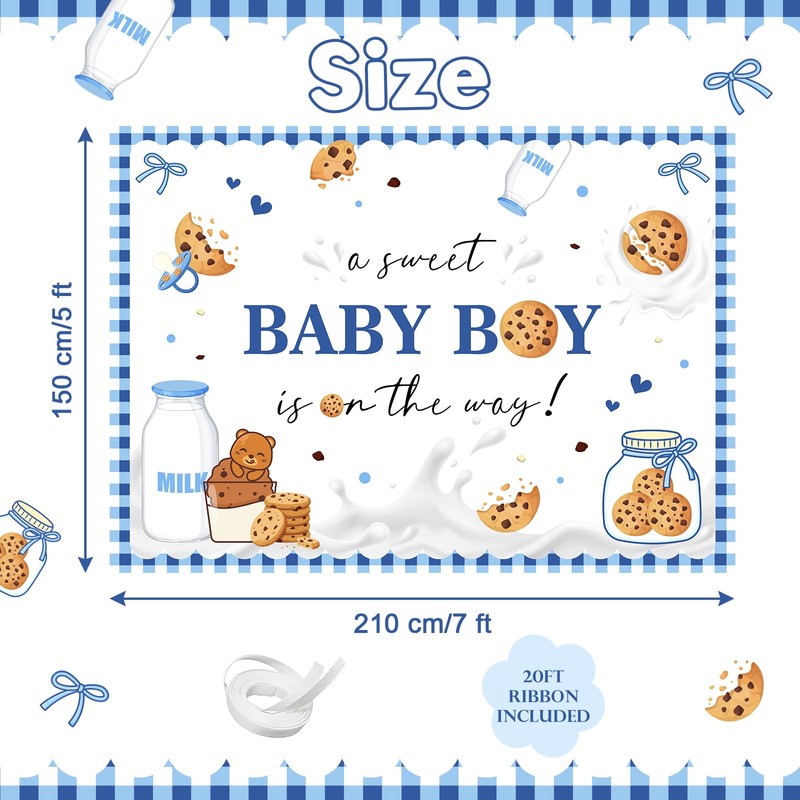 Mocsicka Cookie Baby Shower Backdrop A Sweet Baby Boy is