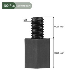 YOKIVE 100 Pcs M4 Standoff Screws, Nylon Hex PCB Standoffs with High Insulation Effect, Keep Height Consistent, Great for Motherboard (Black, 8mm+6mm)
