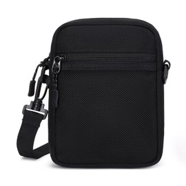 Lohol Mini Messenger Bag Crossbody Bag for Men, Water Resistant Small Sling Shoulder Satchel Purse for Travel Work (Black)